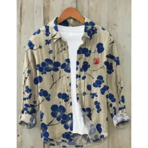 Casual Printed Hawaiian Shirt Men