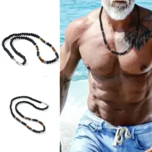 Volcanic Rock Black Matte Ethnic Style Necklace